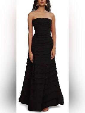 amur juliett strapless pleated asymmetric midi dress | Dresses | Amur Julliett Cup size:D imported professional dry clean EHEM LENGTH_Short-Train Semi Formal Formal Look